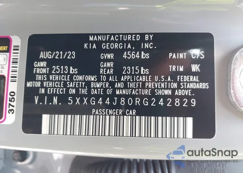 2024 Kia K5 Gt from USA, damaged, VIN 5XXG44J80RG242829